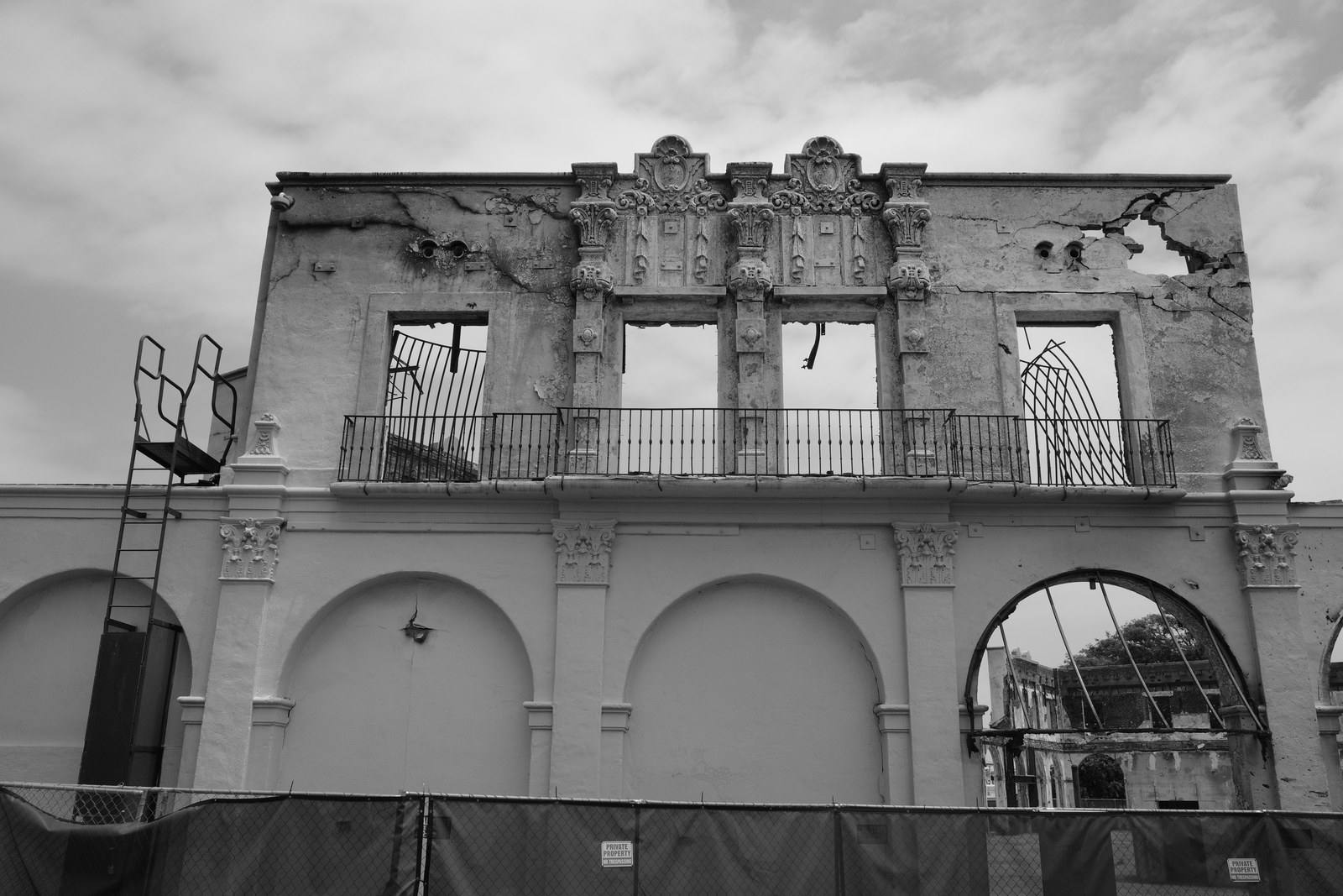 the facade.